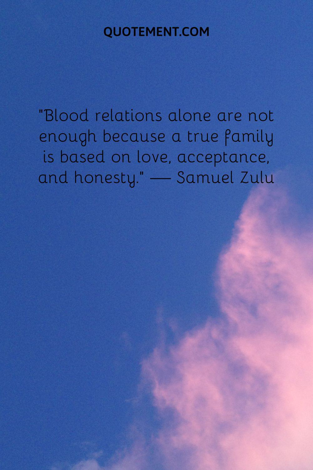Blood relations alone are not enough because a true family is based on love, acceptance, and honesty