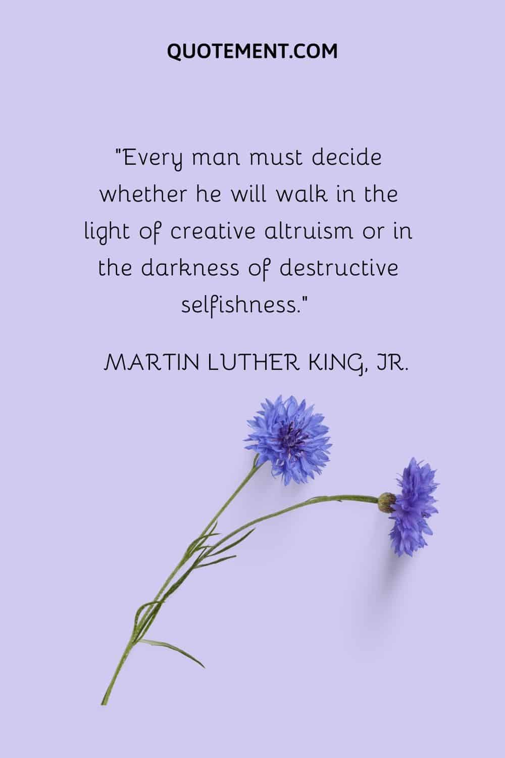 Every man must decide whether he will walk in the light of creative altruism