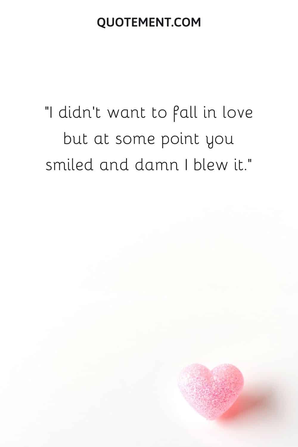 I didn't want to fall in love but at some point you smiled and damn I blew it.