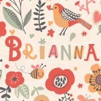 Bright card with beautiful name Brianna in poppy flowers
