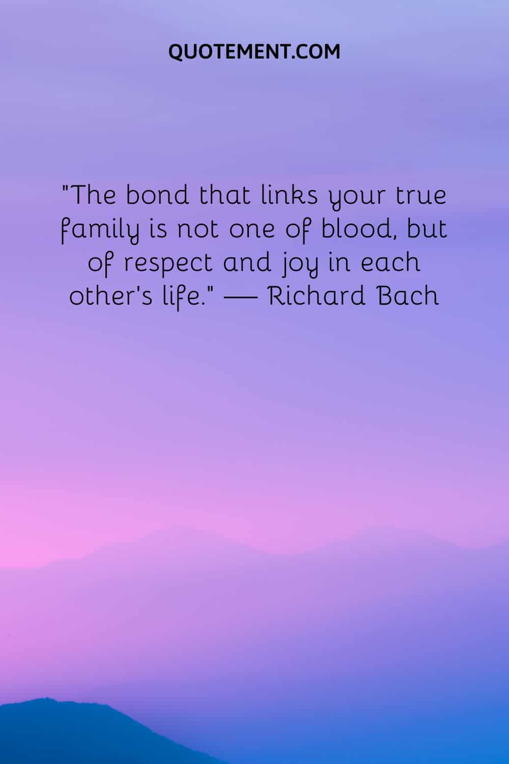 The bond that links your true family is not one of blood, but of respect and joy in each other’s life