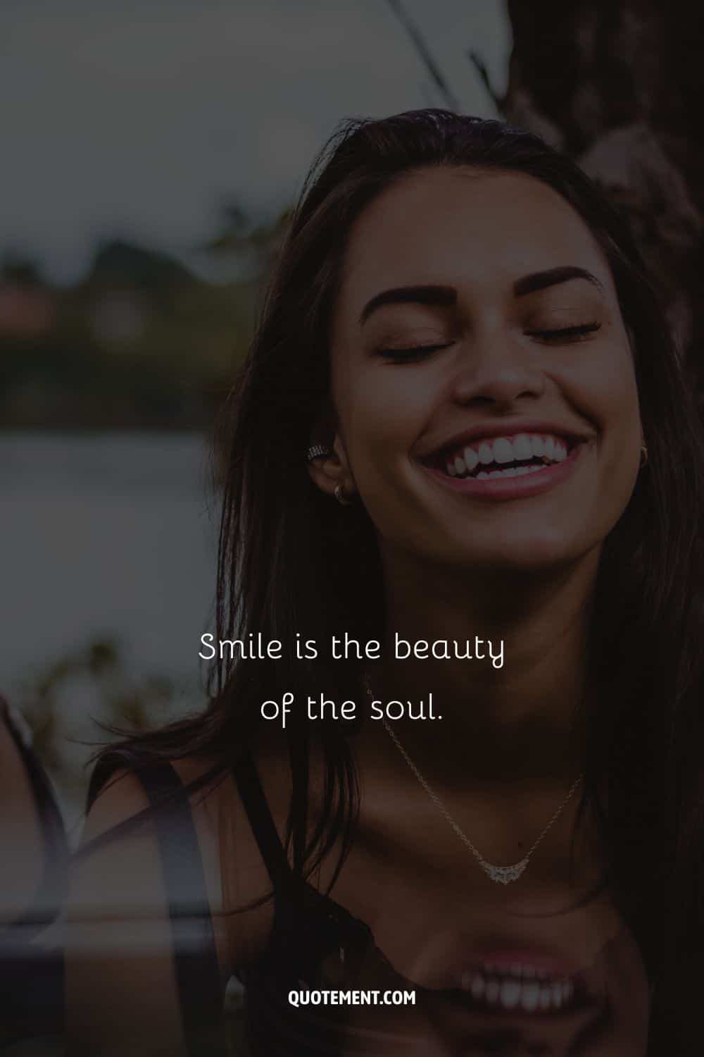a girl with brown straight hair representing smile quote