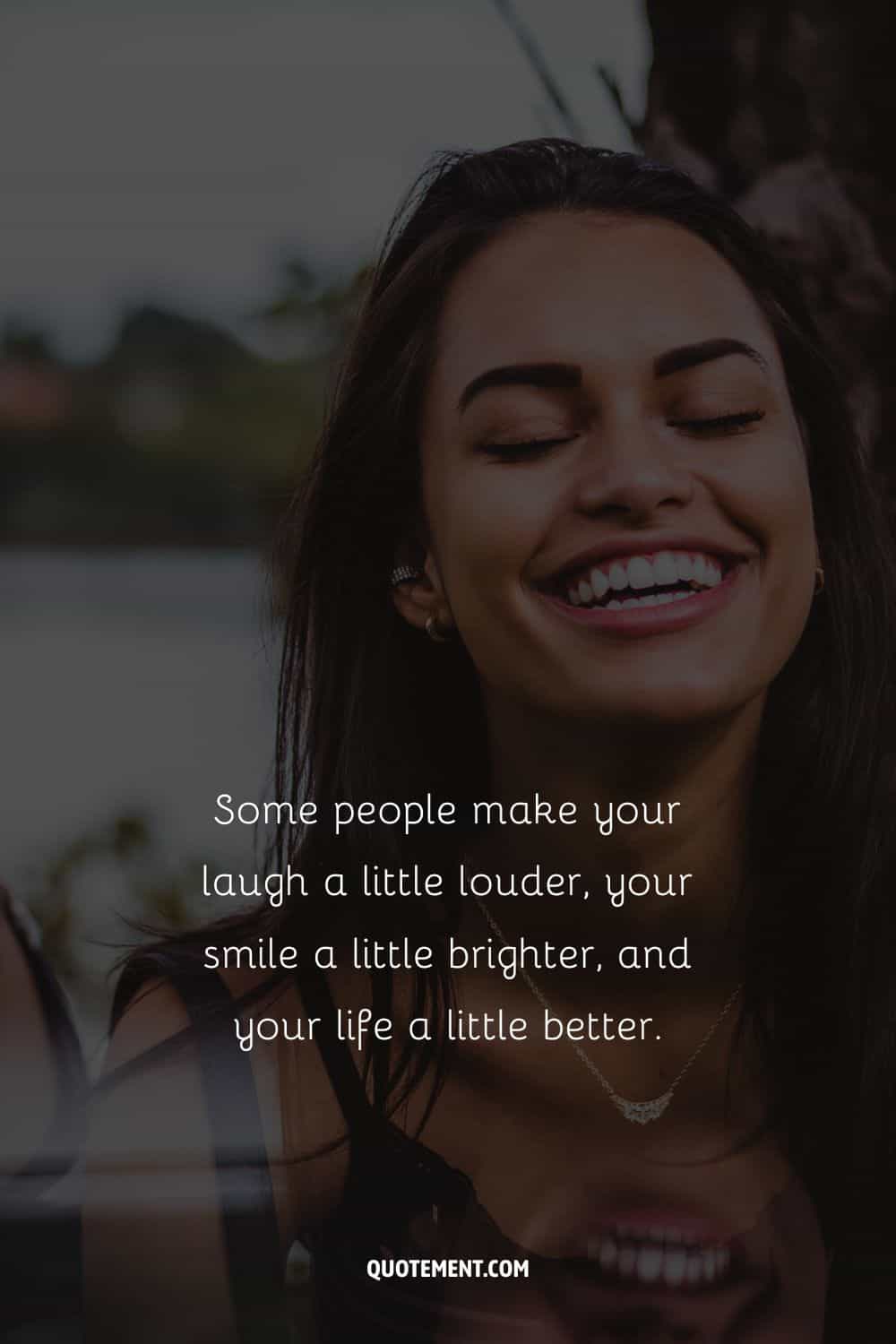 a girl with dark brown hair smiling representing smile instagram picture quote