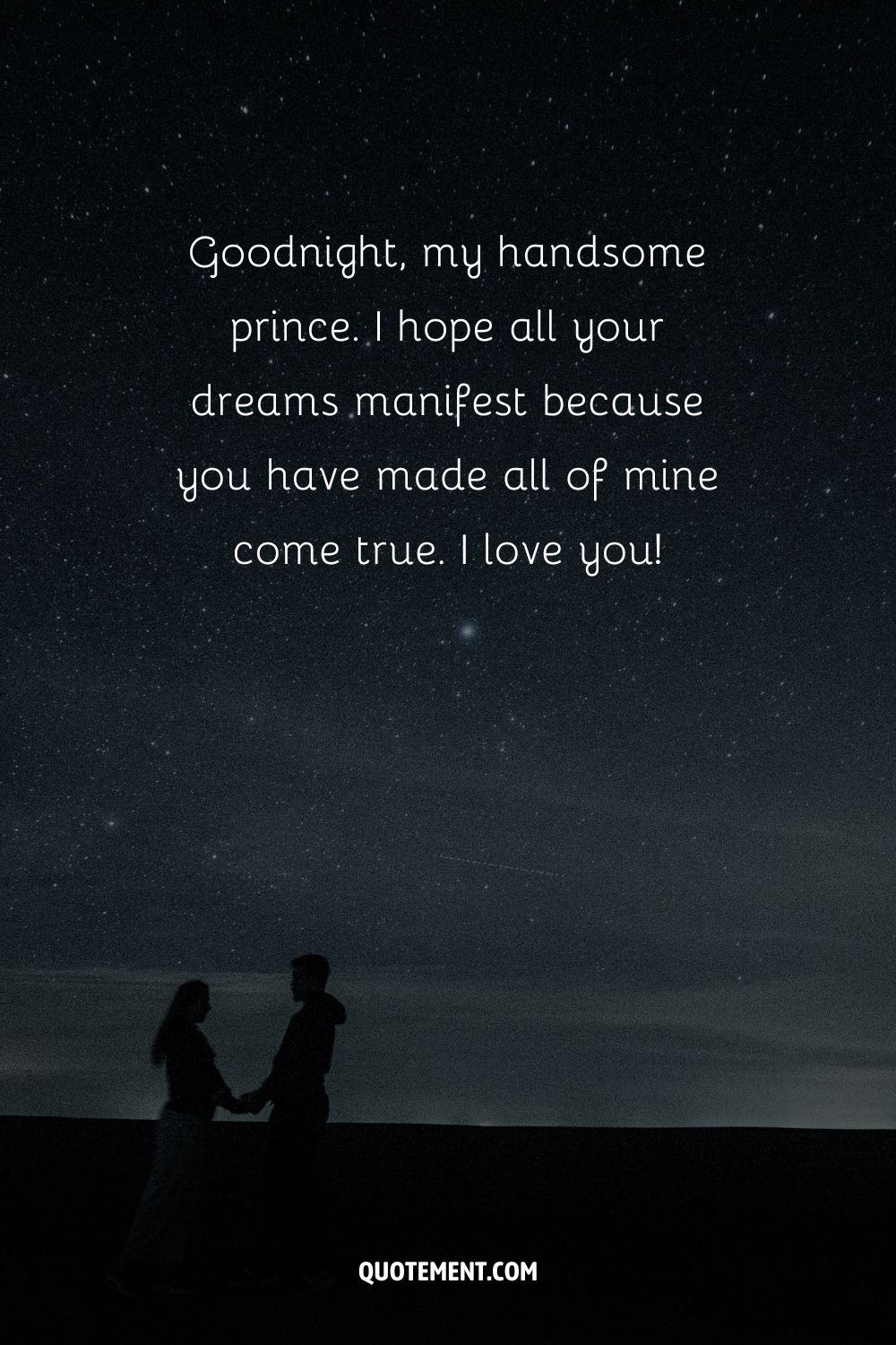 a silhouette of a couple holding hands representing top good night message for him
