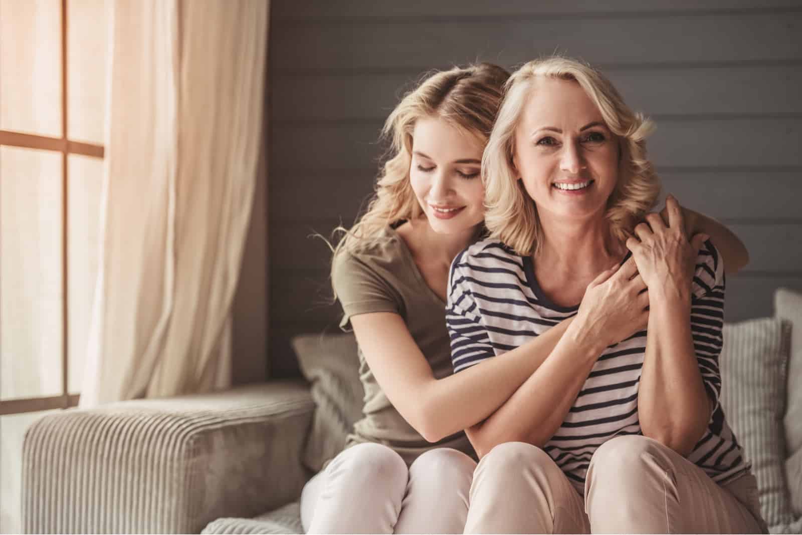 mother and daughter hugging