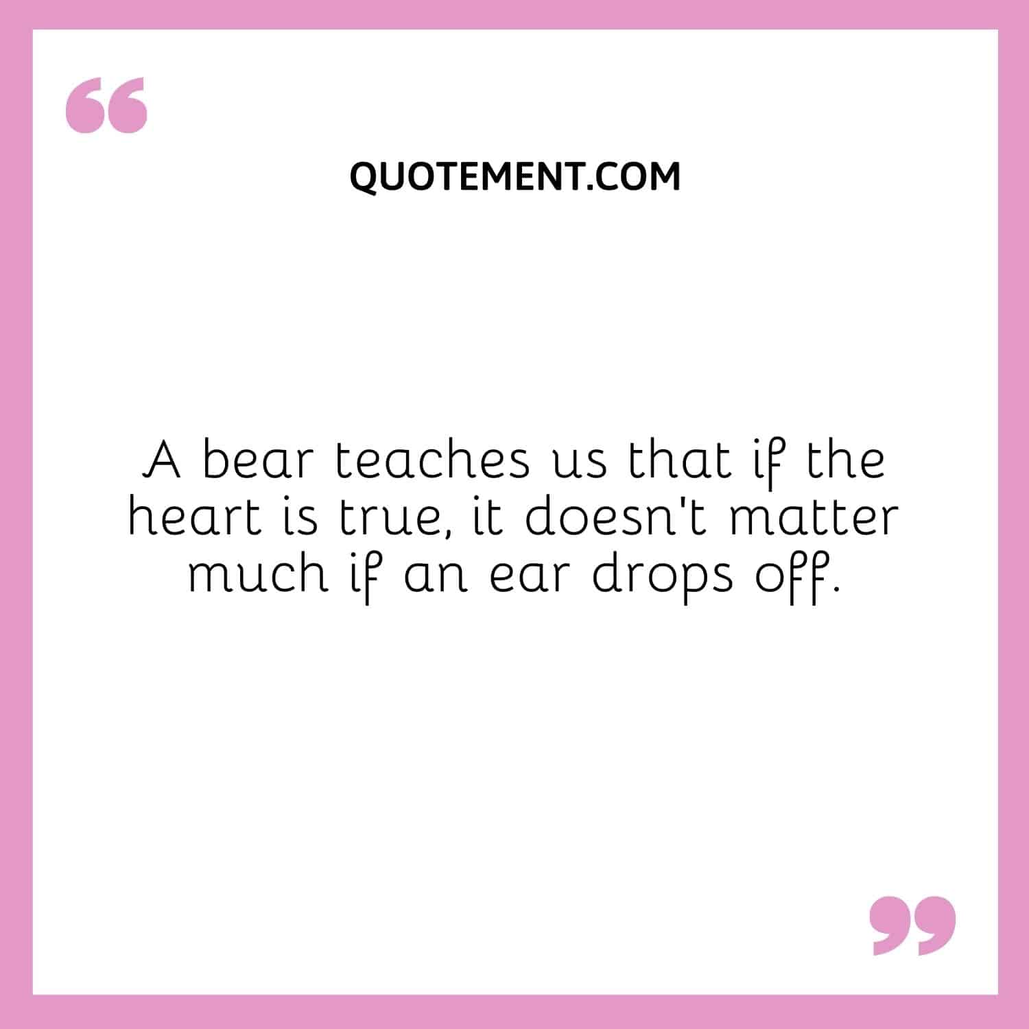 A bear teaches us that if the heart is true