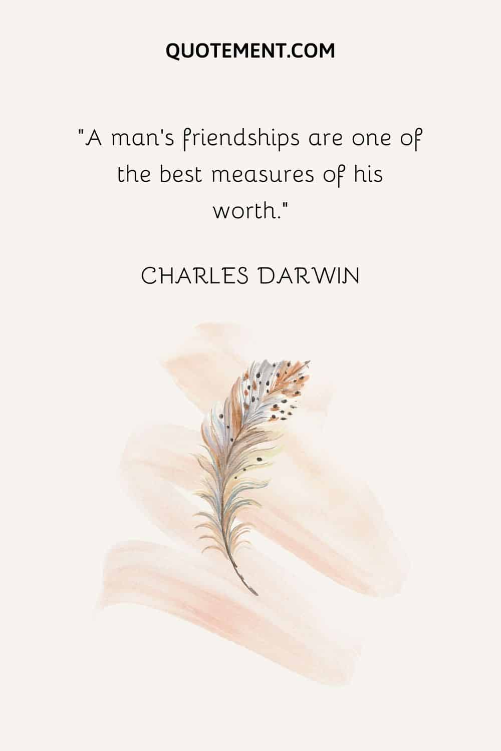 Las amistades de un hombre son una de las mejores medidas de su valía. - Charles Darwin