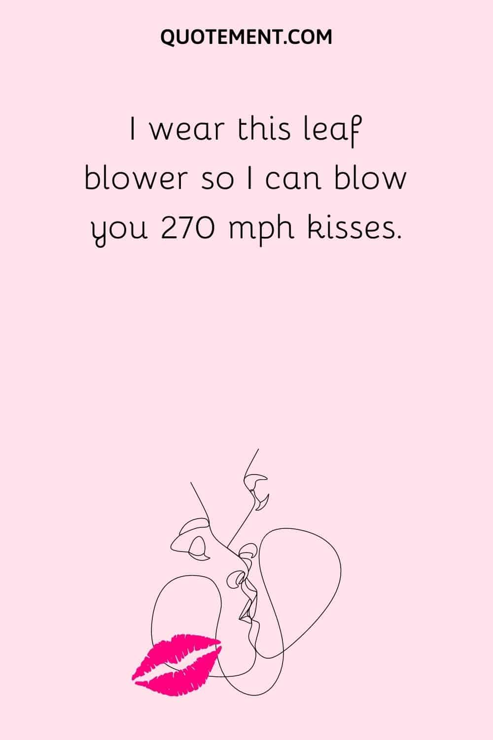 I wear this leaf blower so I can blow you 270 mph kisses