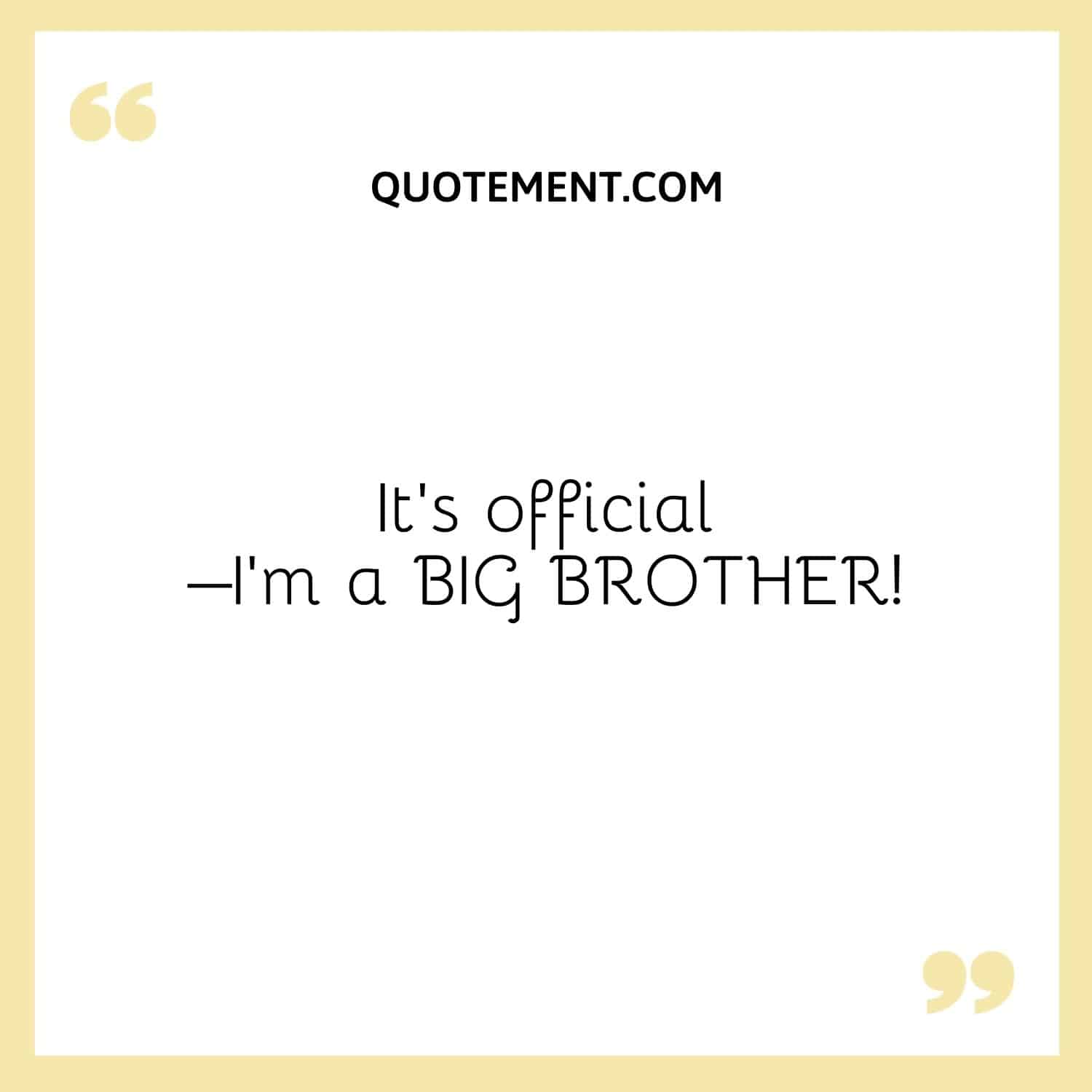 It's official–I'm a BIG BROTHER!
