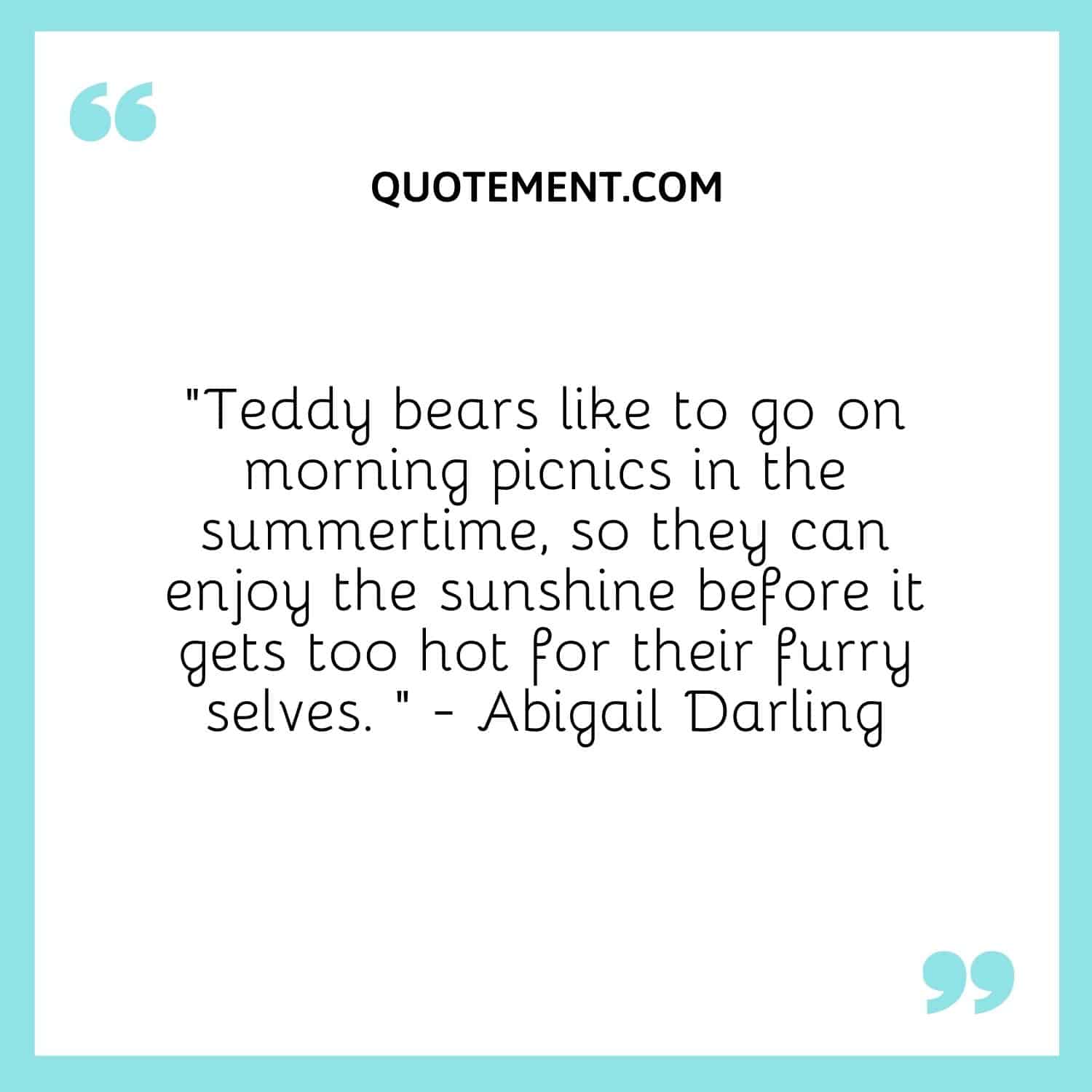 Teddy bears like to go on morning picnics in the summertime