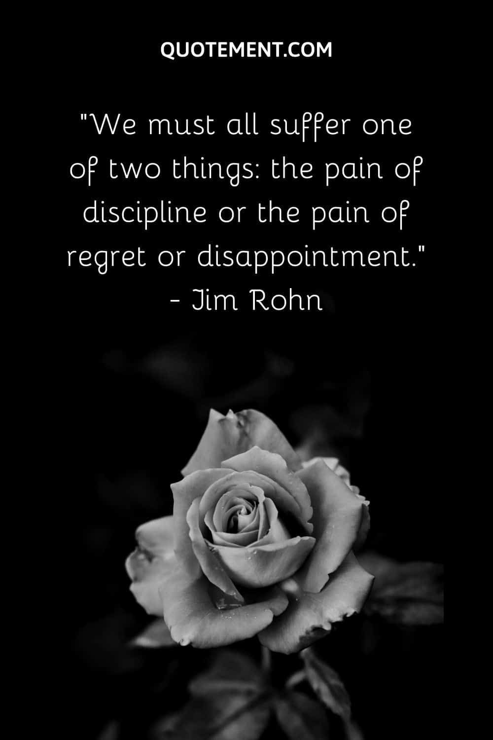 We must all suffer one of two things the pain of discipline or the pain of regret or disappointment.