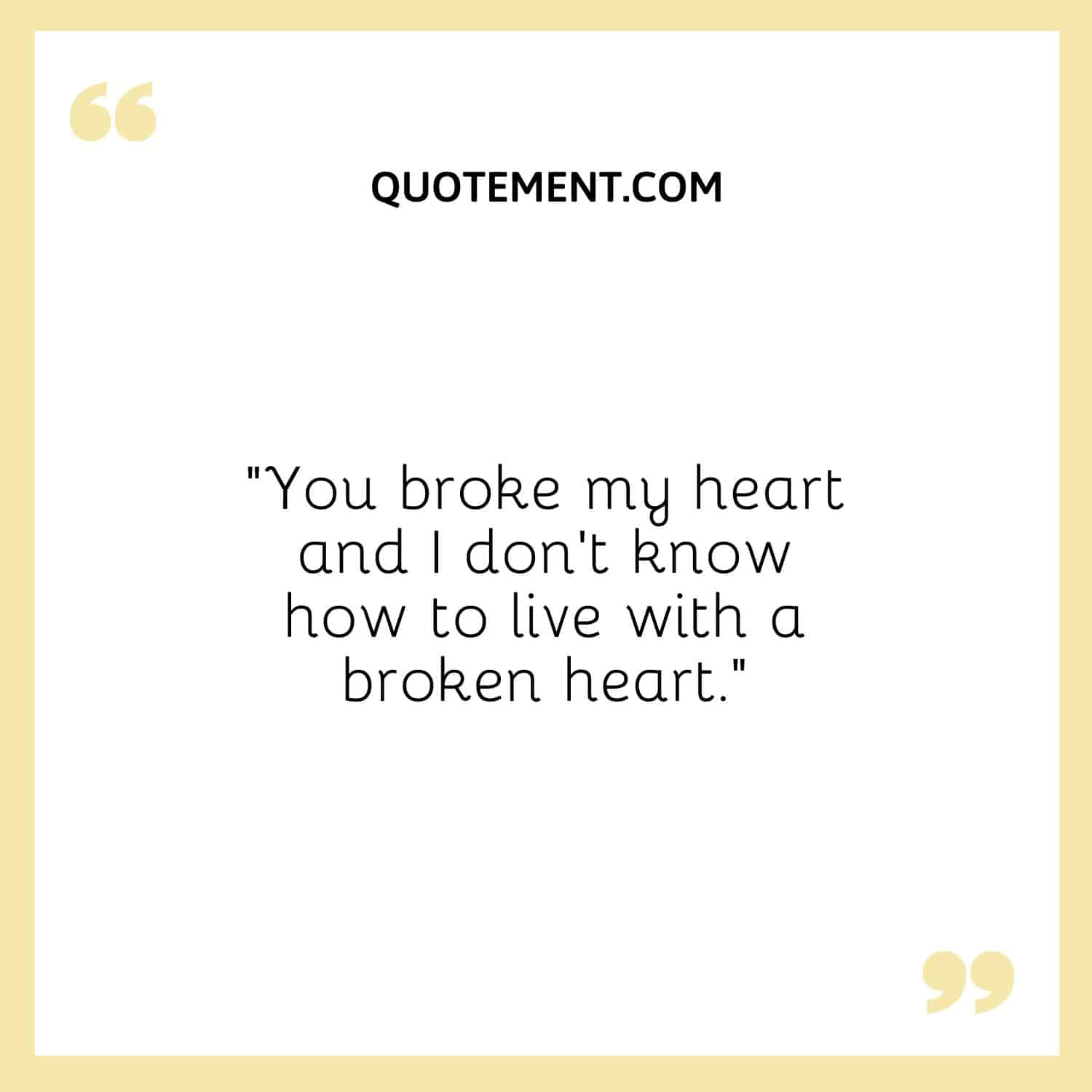 You broke my heart and I don't know how to live with a broken heart