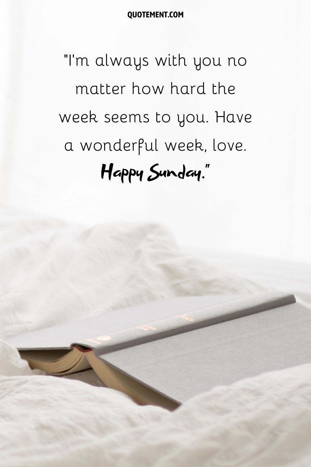 book resting on bed representing good morning beautiful happy sunday wish