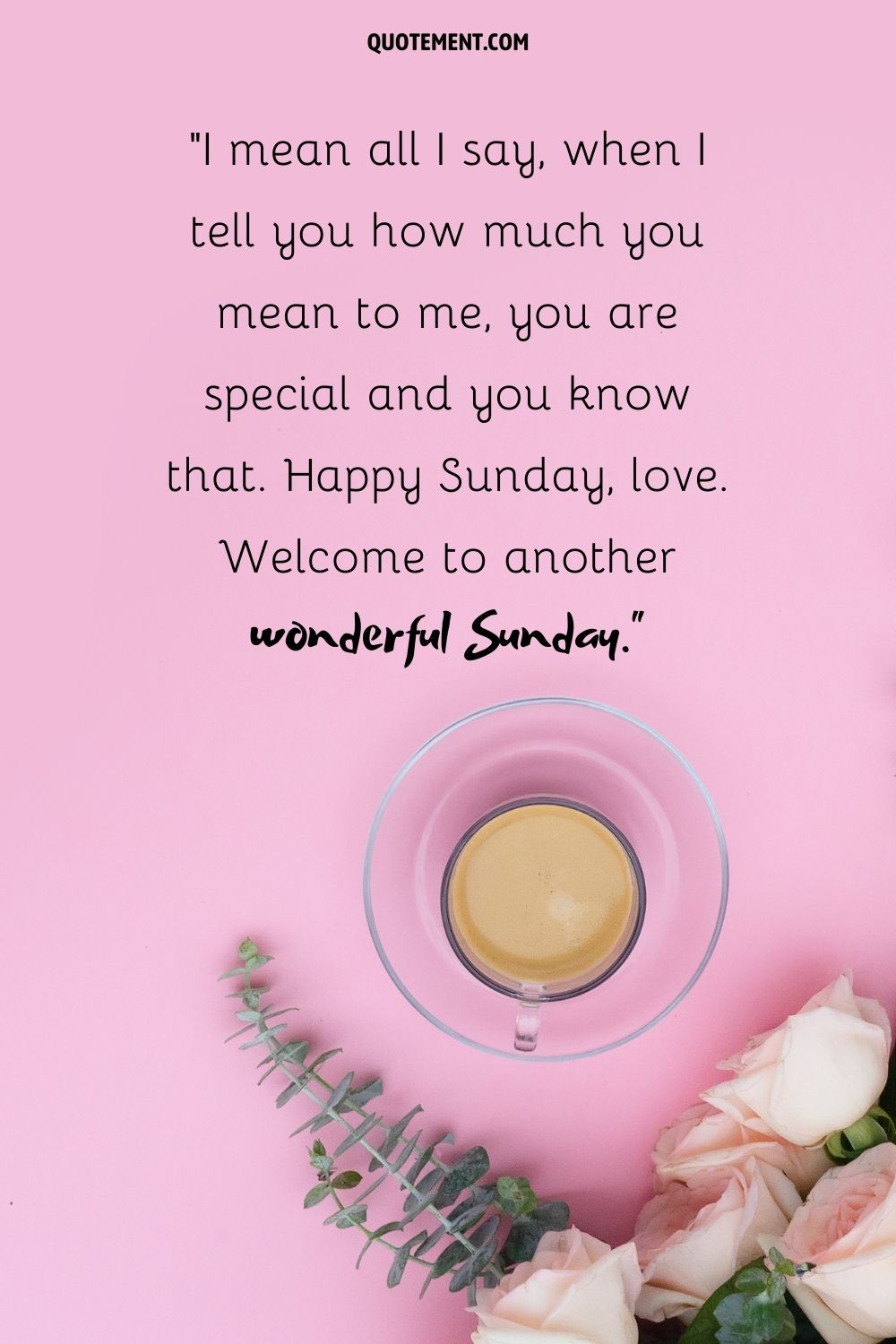 pink coffe table representing happy beautiful sunday message