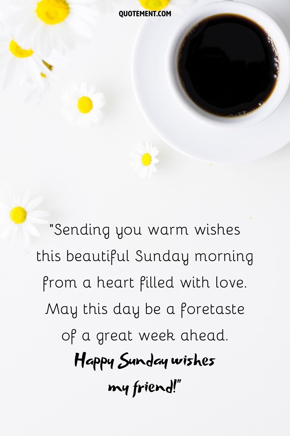 small white flowers and coffe representing happy sunday blessings image