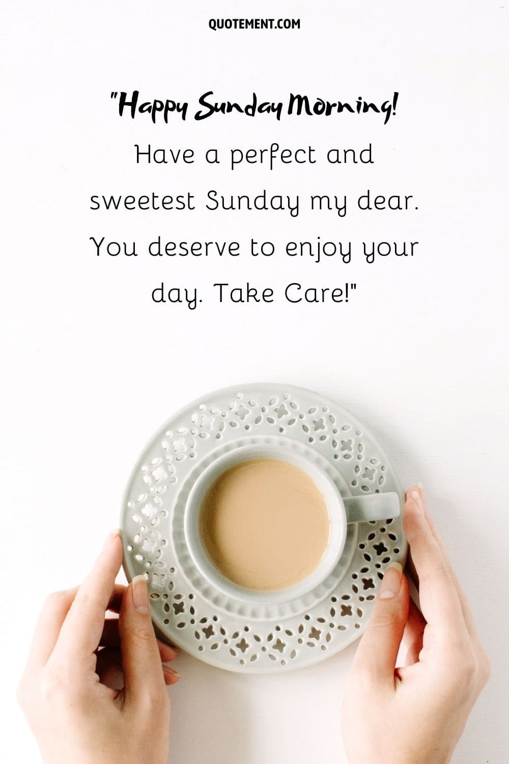 white coffe mug image representing beautiful good morning happy sunday wish