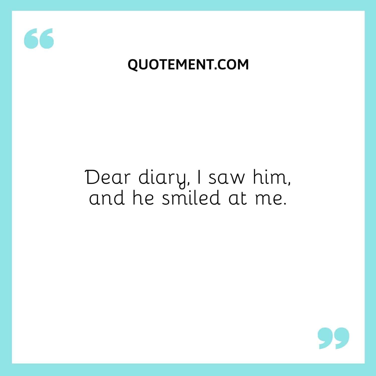 Dear diary, I saw him, and he smiled at me