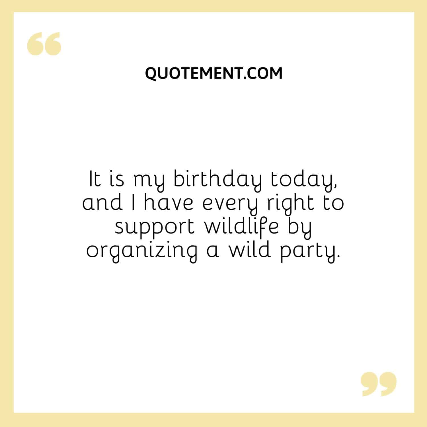 It is my birthday today, and I have every right to support wildlife by organizing a wild party.