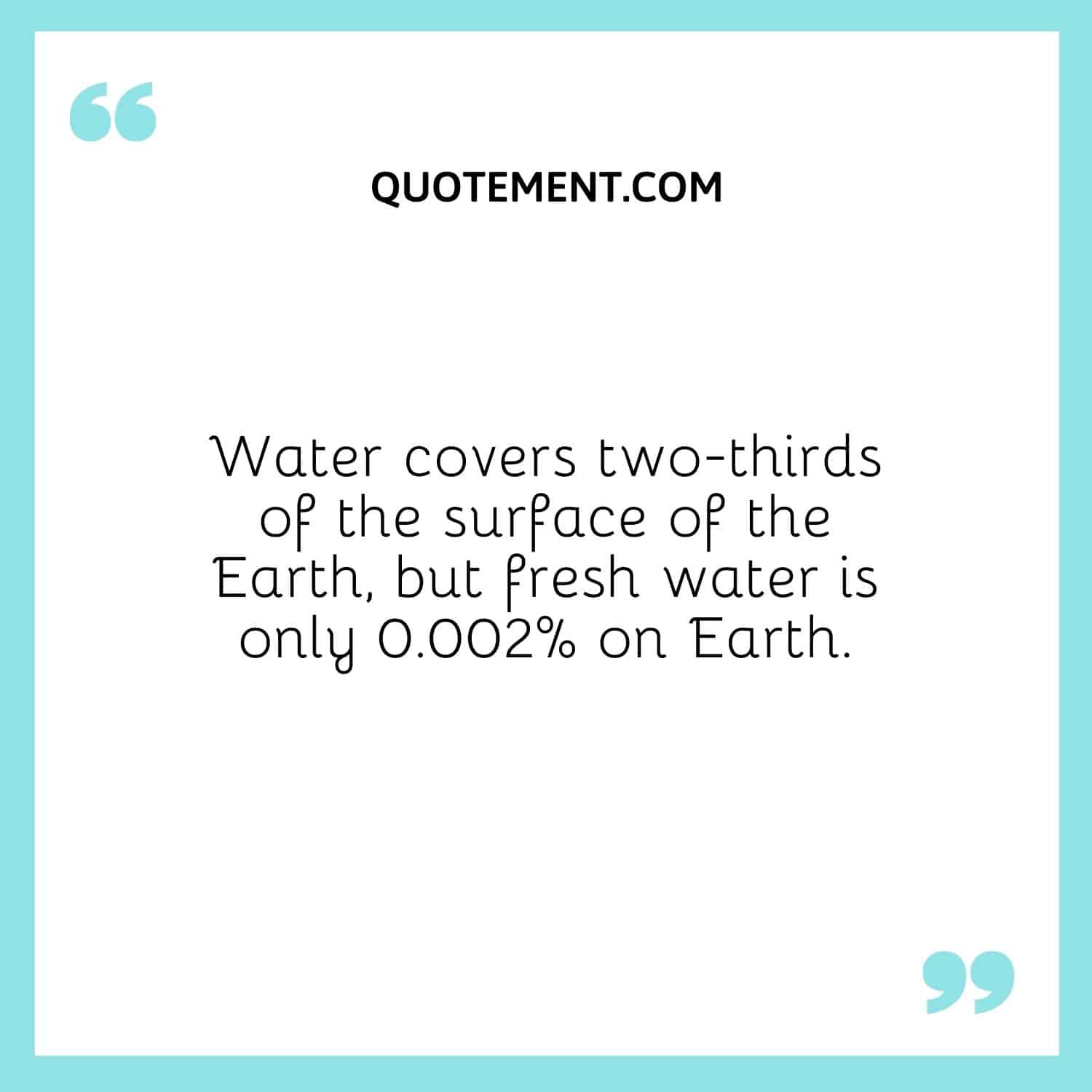 Water covers two-thirds of the surface of the Earth