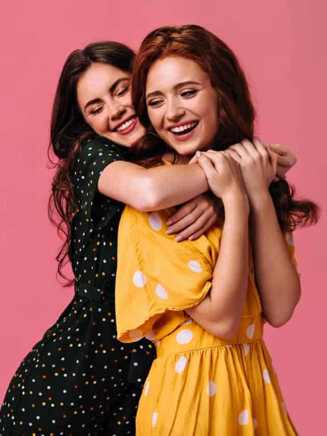 two friends hugging