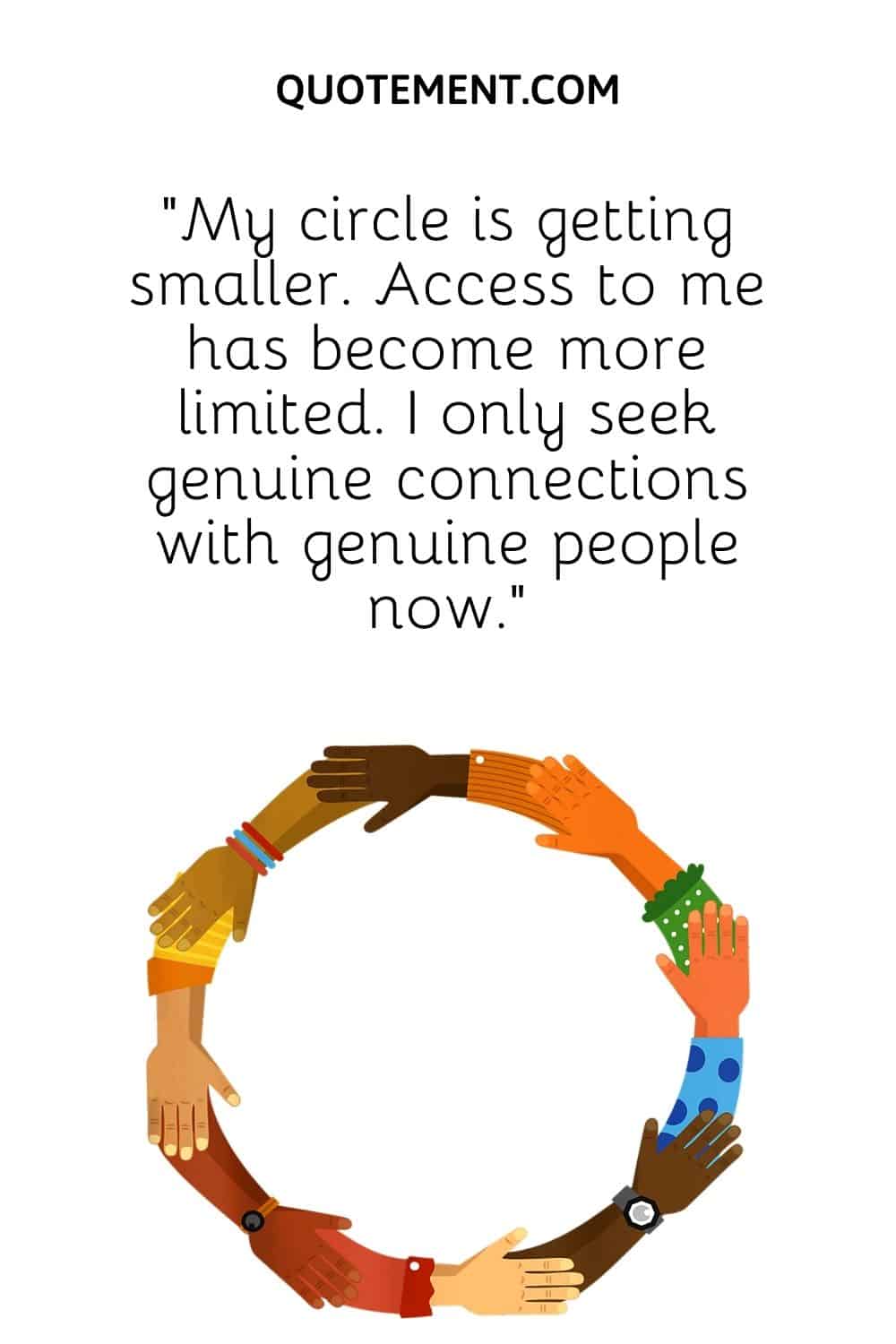 “My circle is getting smaller. Access to me has become more limited. I only seek genuine connections with genuine people now.”