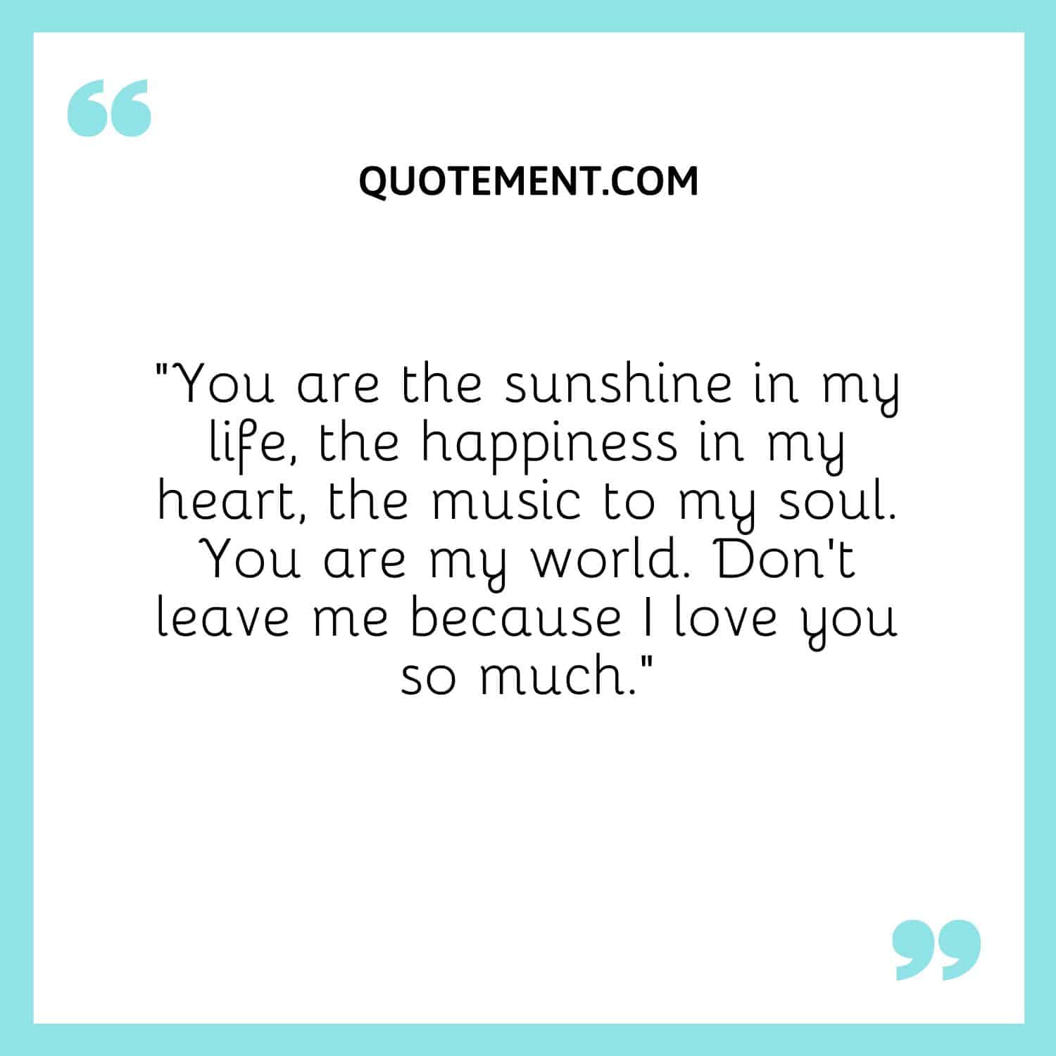 You are the sunshine in my life, the happiness in my heart, the music to my soul