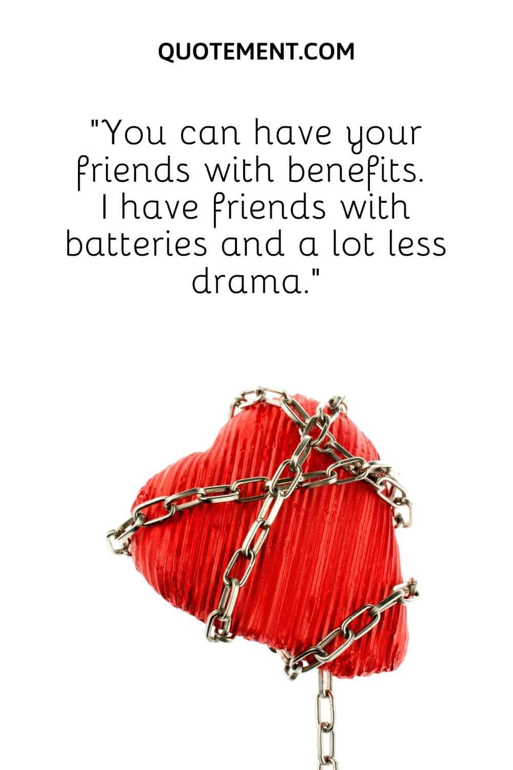 “You can have your friends with benefits. I have friends with batteries and a lot less drama.”