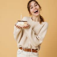 woman celebrating her own birthday