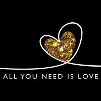 All you need is love quote with gold glitter textured heart