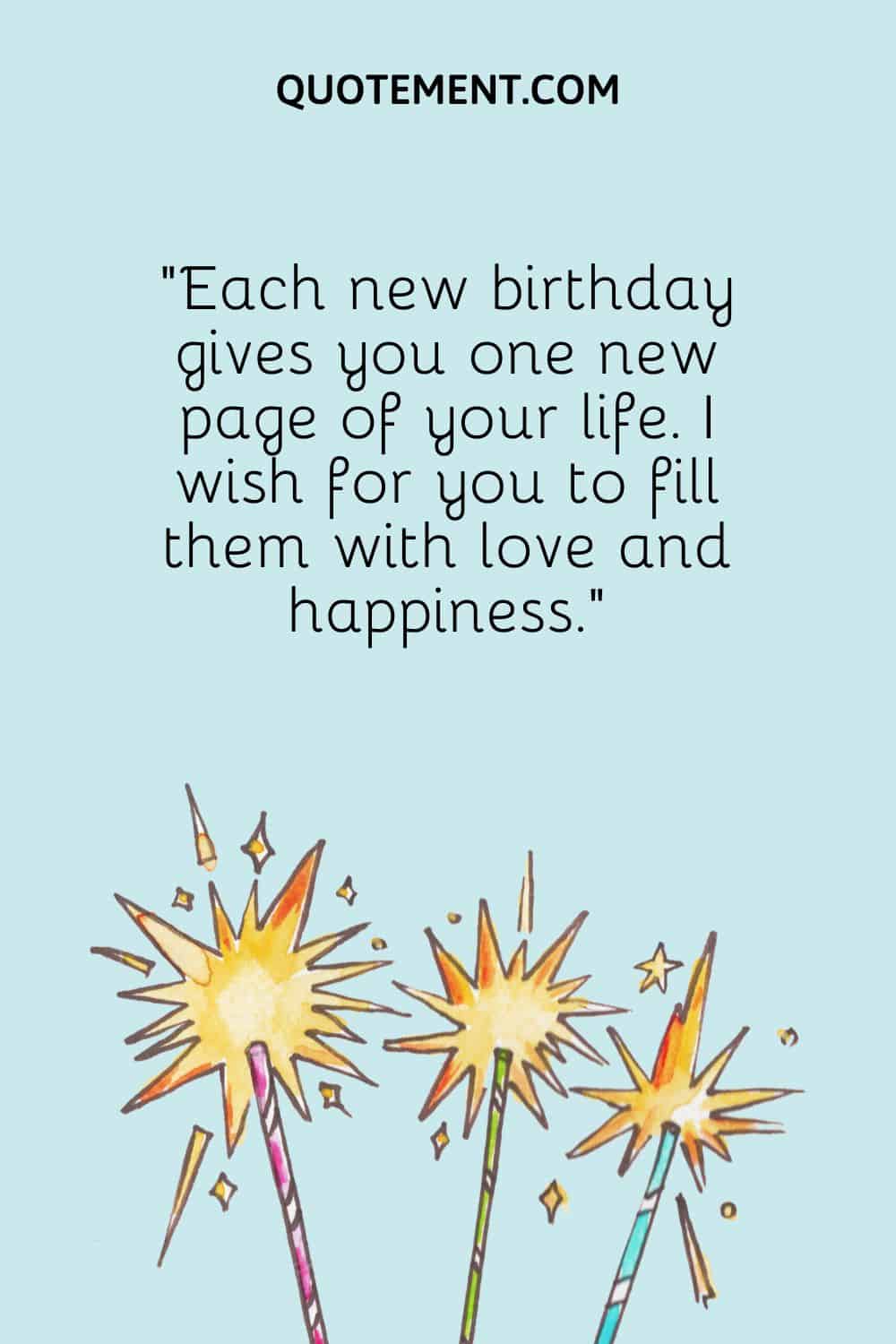 Each new birthday gives you one new page of your life
