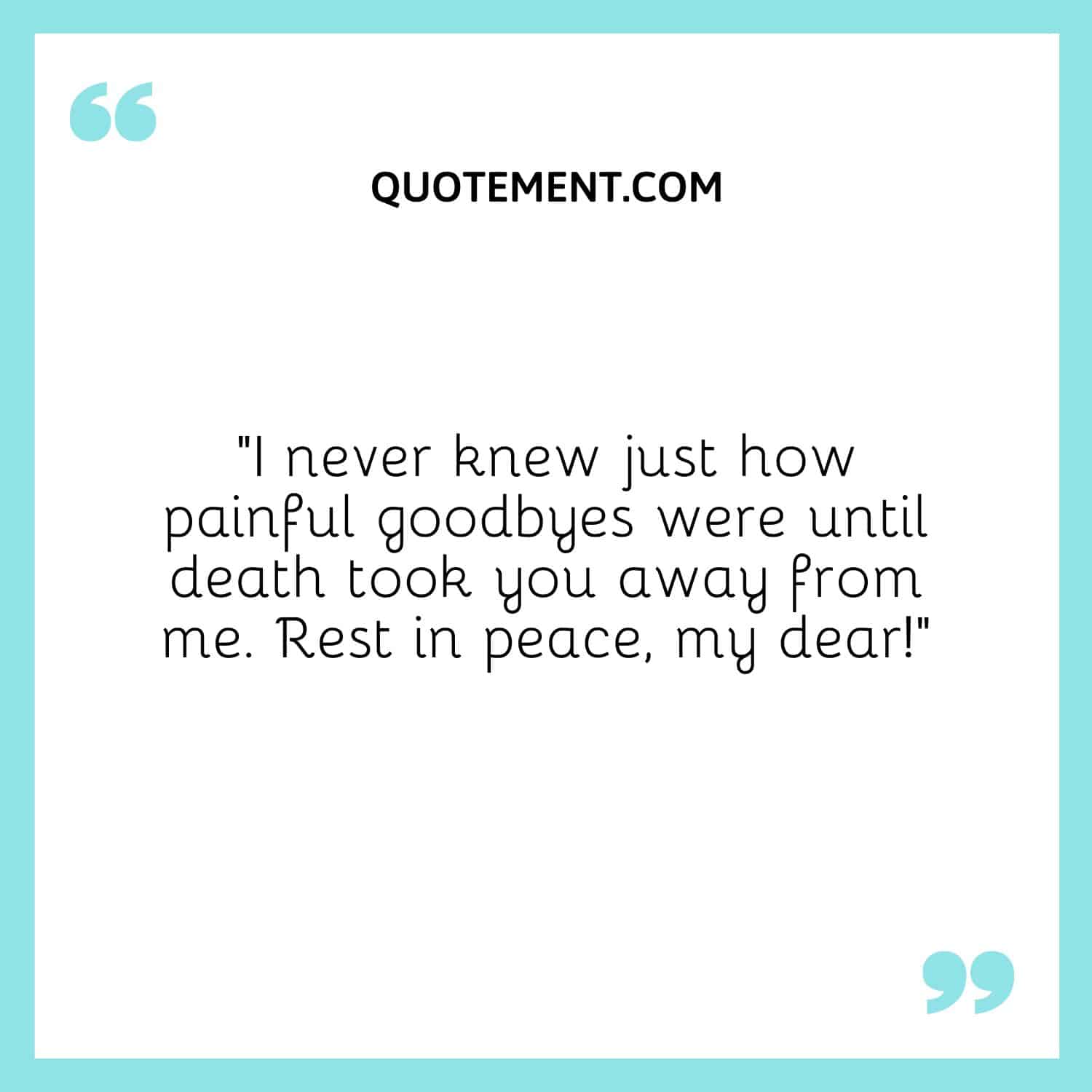I never knew just how painful goodbyes were until death took you away from me