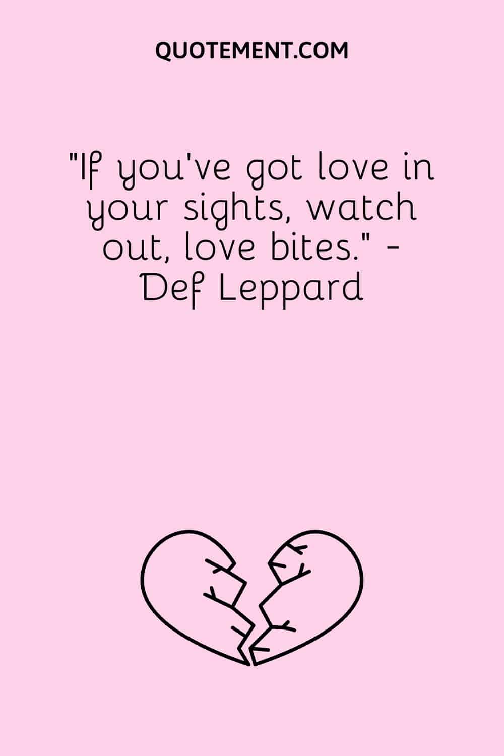 “If you've got love in your sights, watch out, love bites.” - Def Leppard