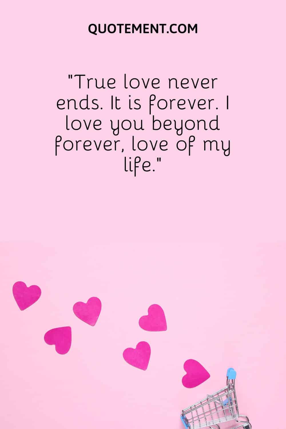“True love never ends. It is forever. I love you beyond forever, love of my life.”