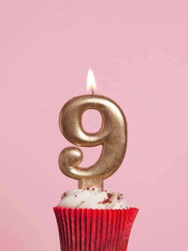 9th birthday candle illustration