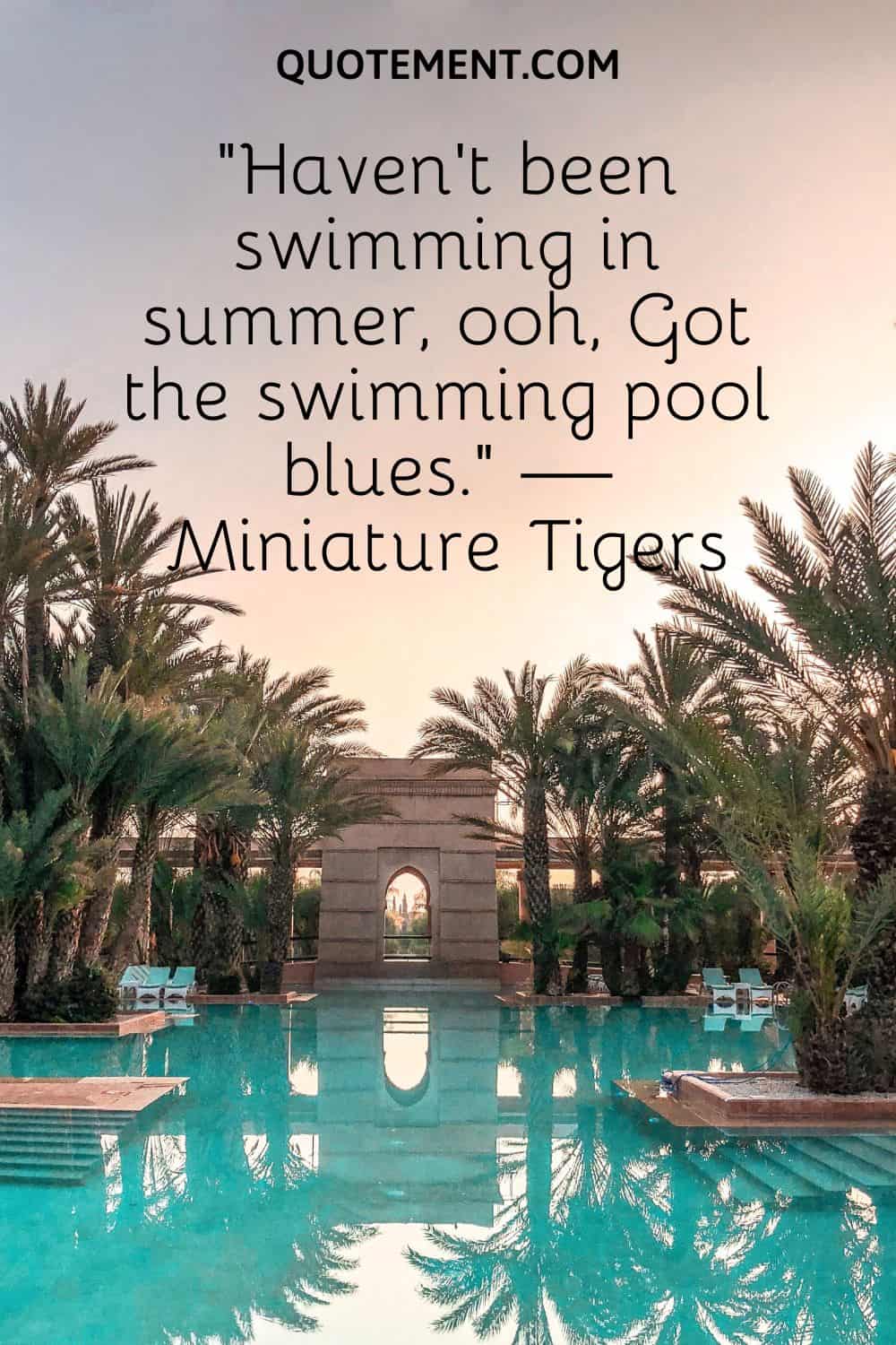 “Haven’t been swimming in summer, ooh, Got the swimming pool blues.” — Miniature Tigers