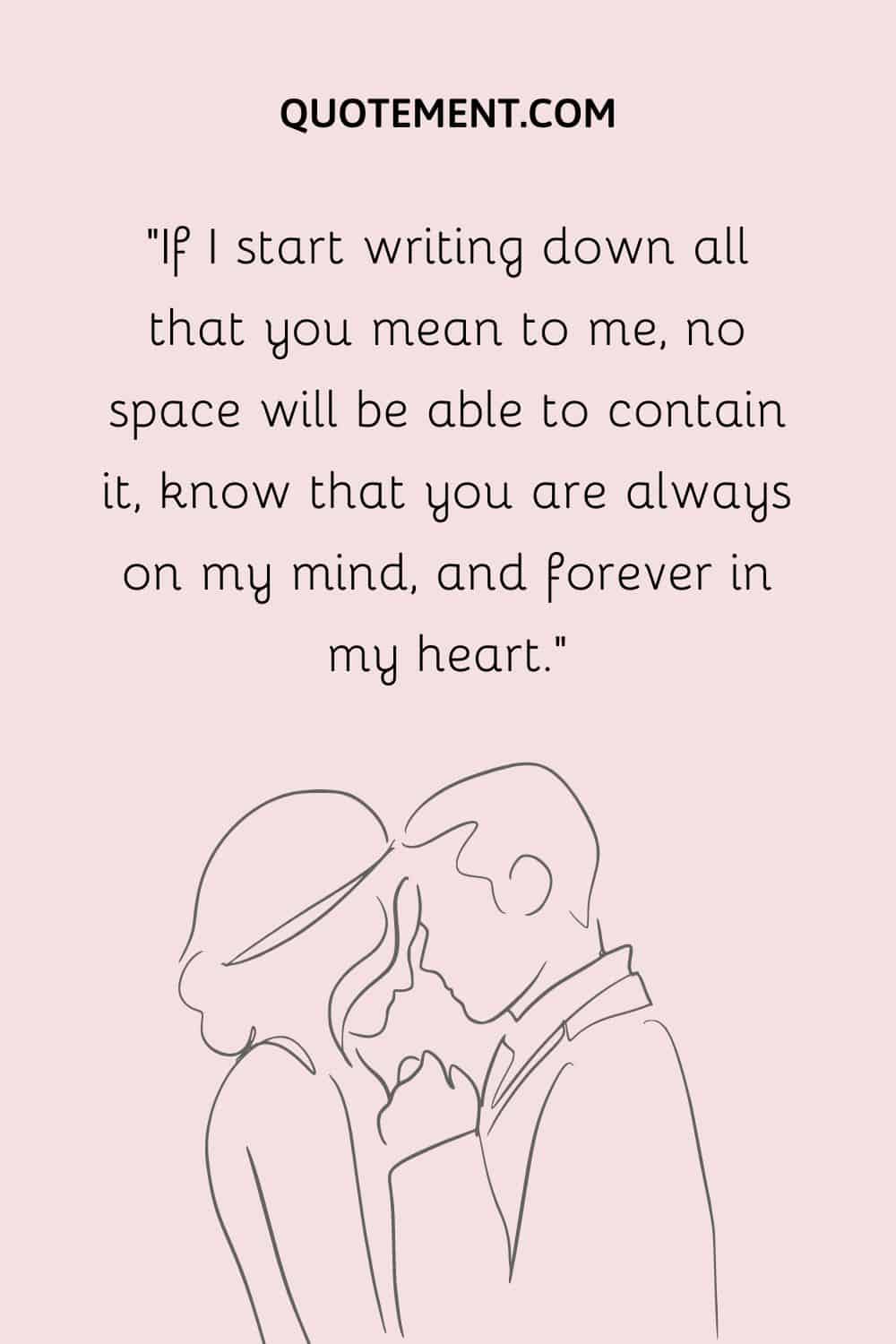 If I start writing down all that you mean to me, no space will be able to contain it