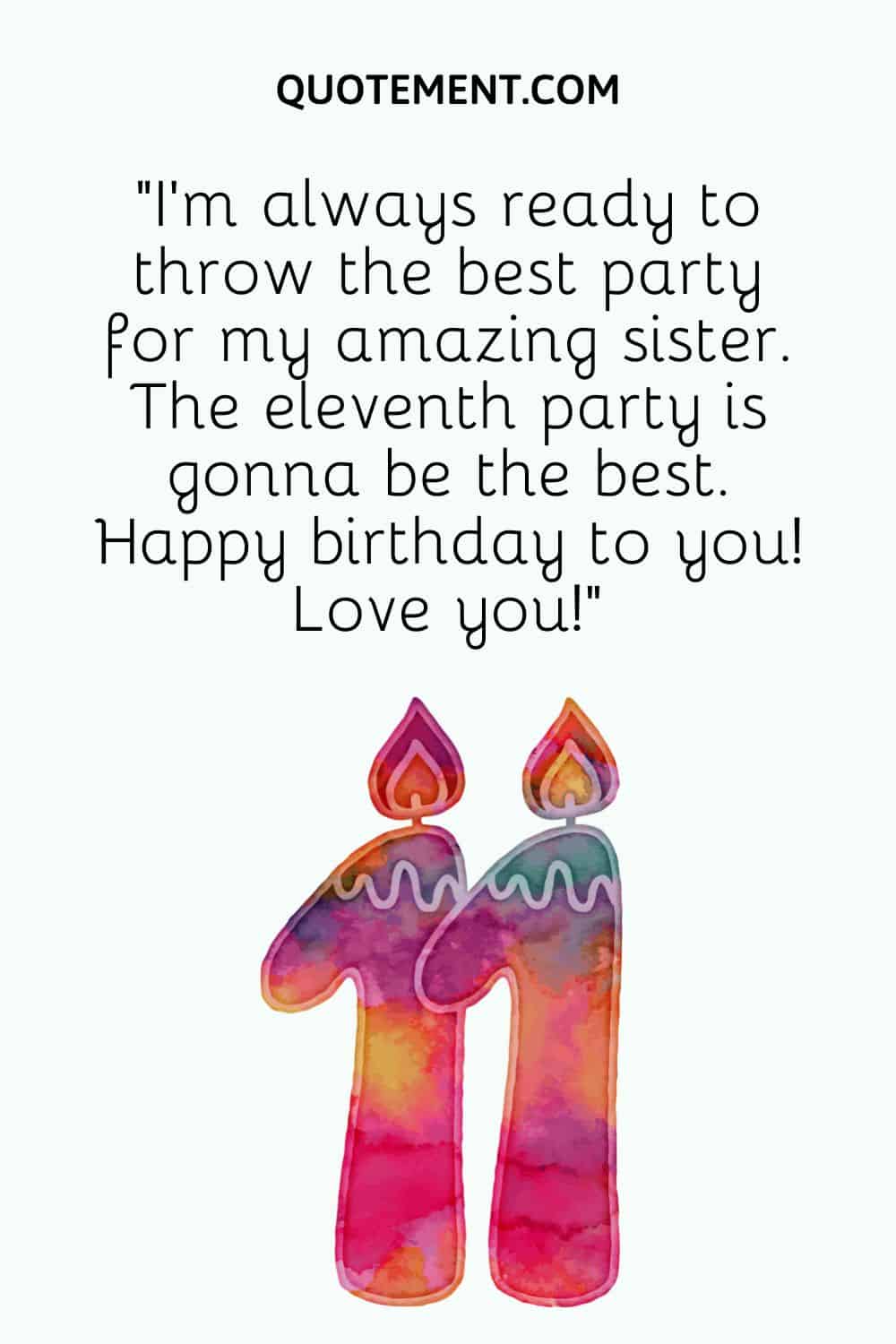 “I’m always ready to throw the best party for my amazing sister. The eleventh party is gonna be the best. Happy birthday to you! Love you!”