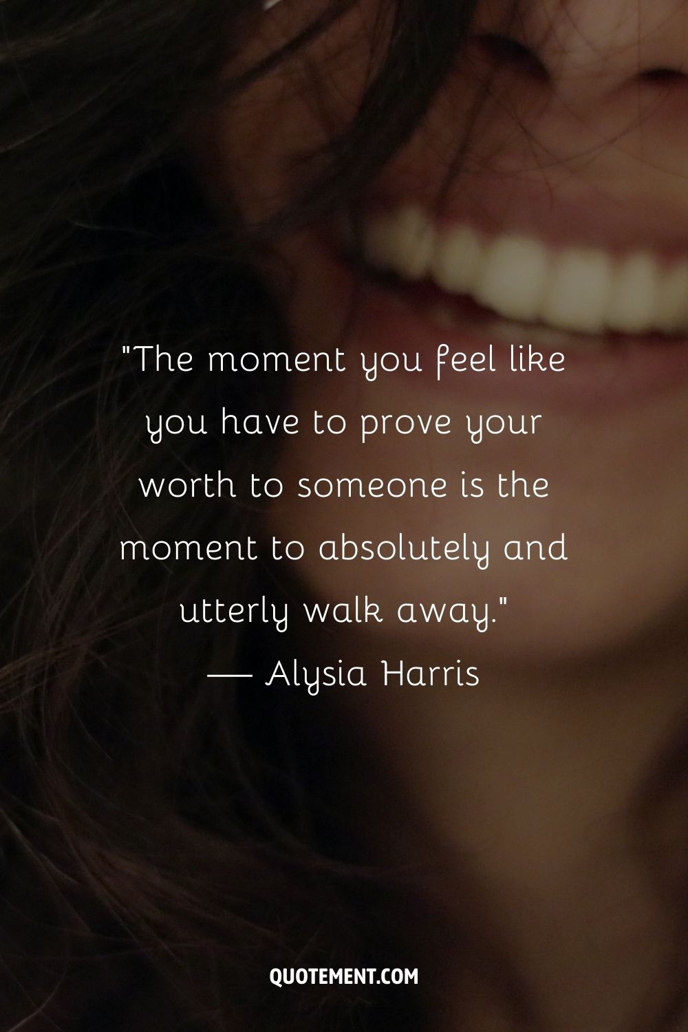 Laughing woman, close-up on mouth representing know when to walk away quote