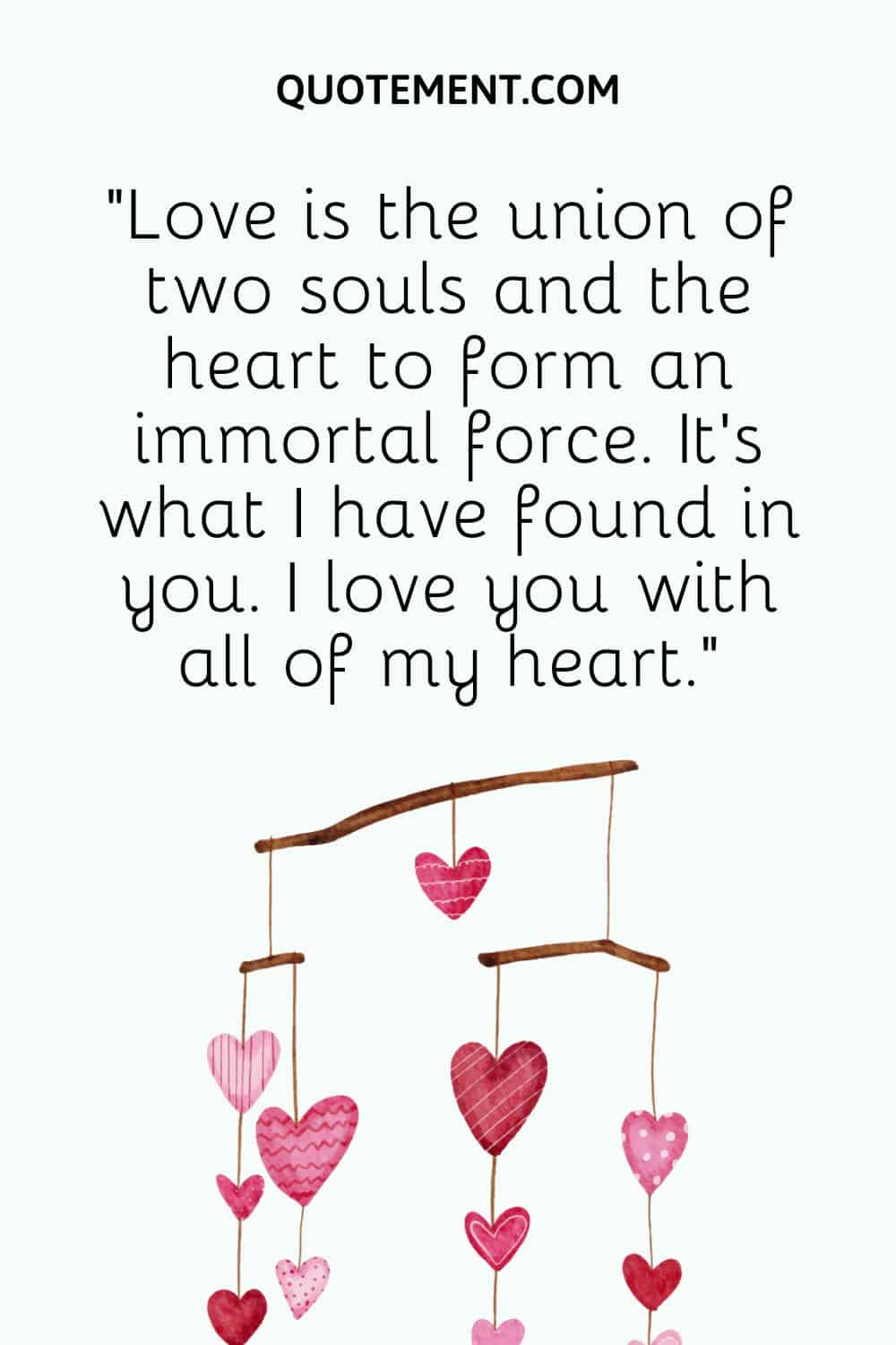 Love is the union of two souls and the heart to form an immortal force