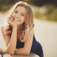 smiling woman with blond hair