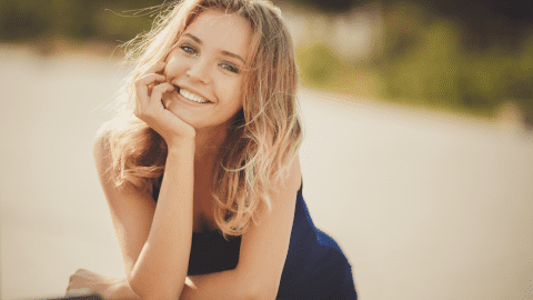 smiling woman with blond hair