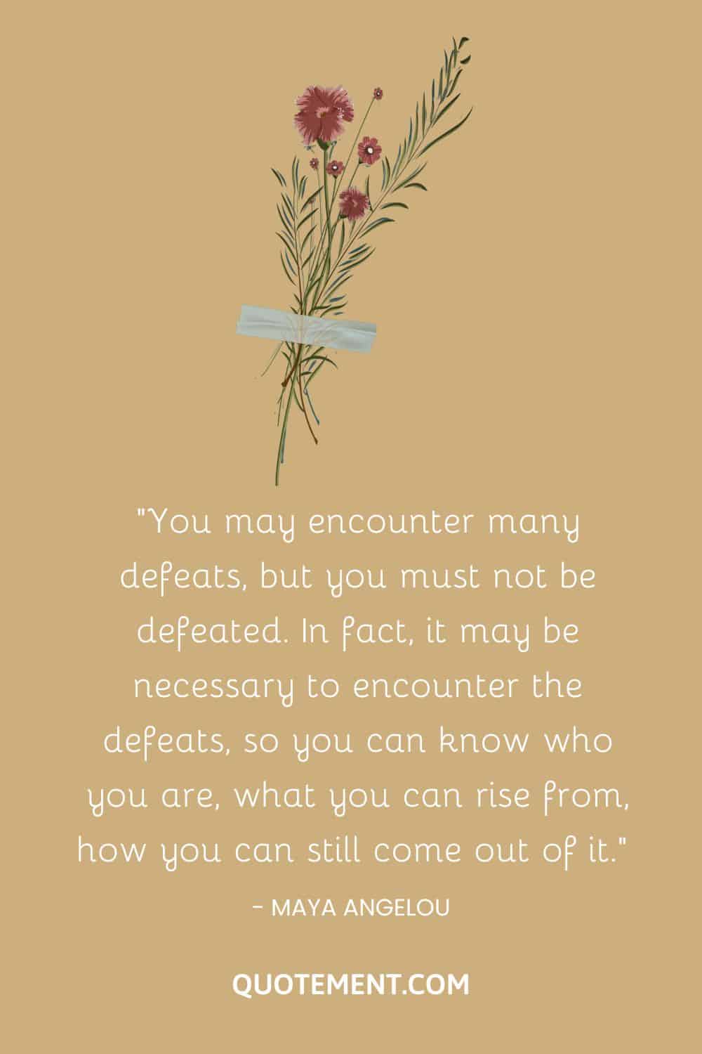 You may encounter many defeats, but you must not be defeated