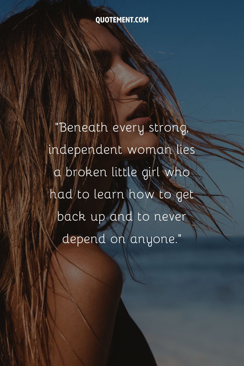 a beautiful woman on the beach representing strong wise woman quote