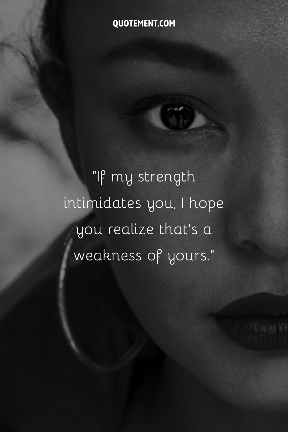 a half portrait of a woman representing stay strong girl quote