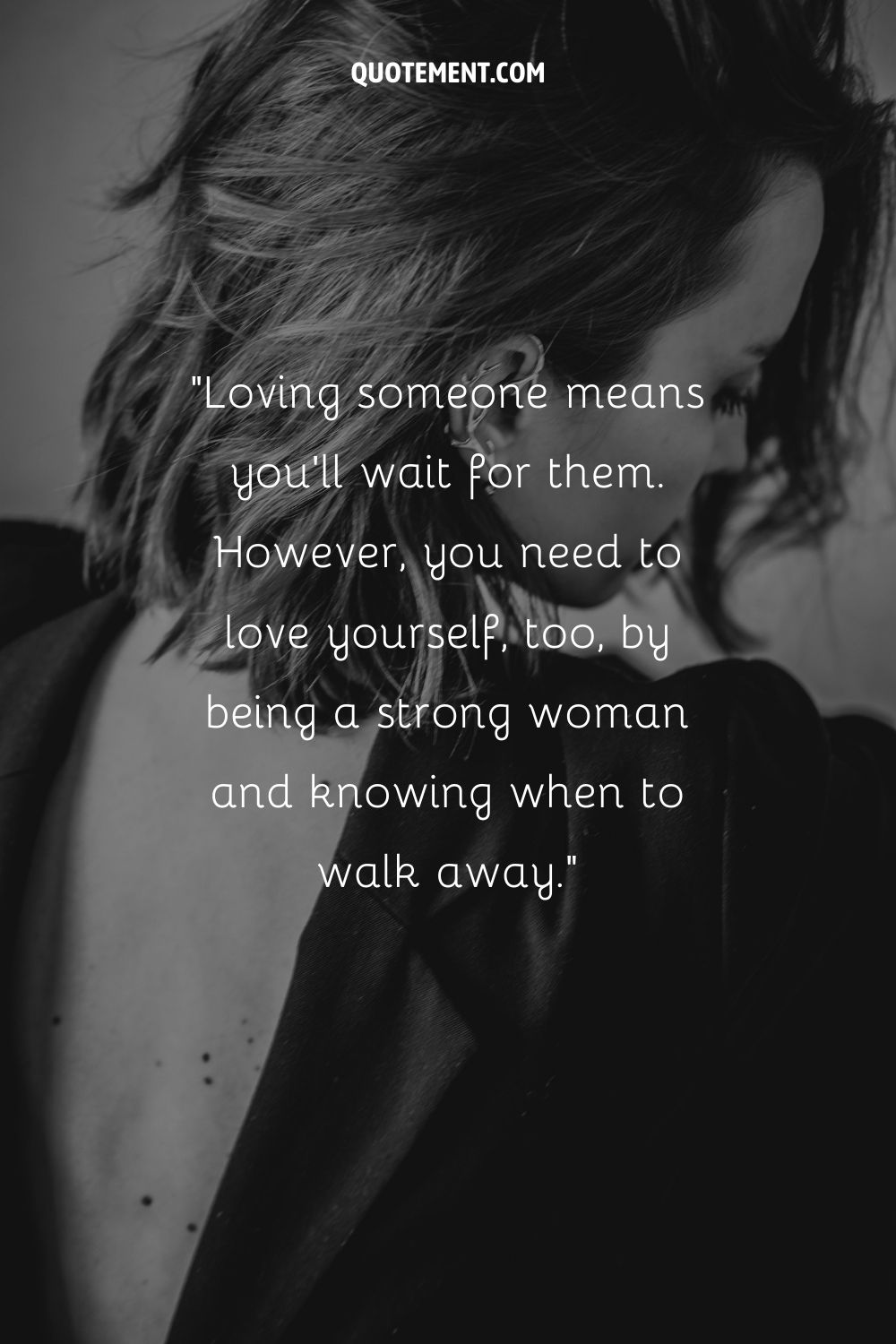 a woman styled for a night out representing strong woman know when to walk away quote