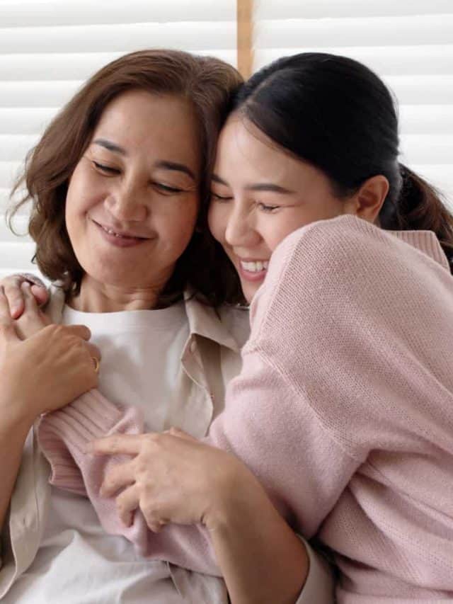 mother and daughter hugging