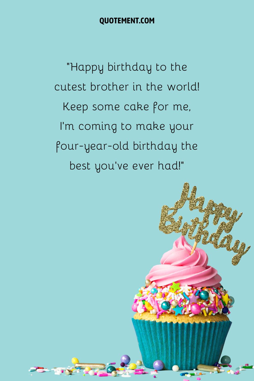 cupcake with rainbow sprinkles representing 4th birthday caption