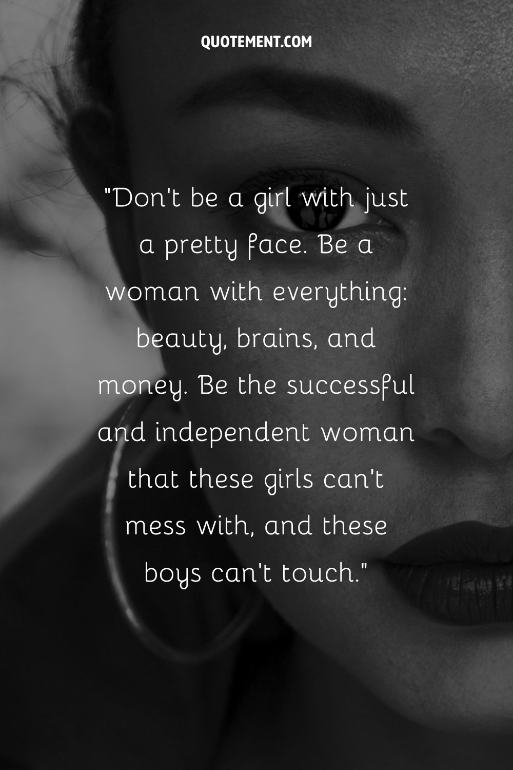 girl with a pretty face representing she is strong quote