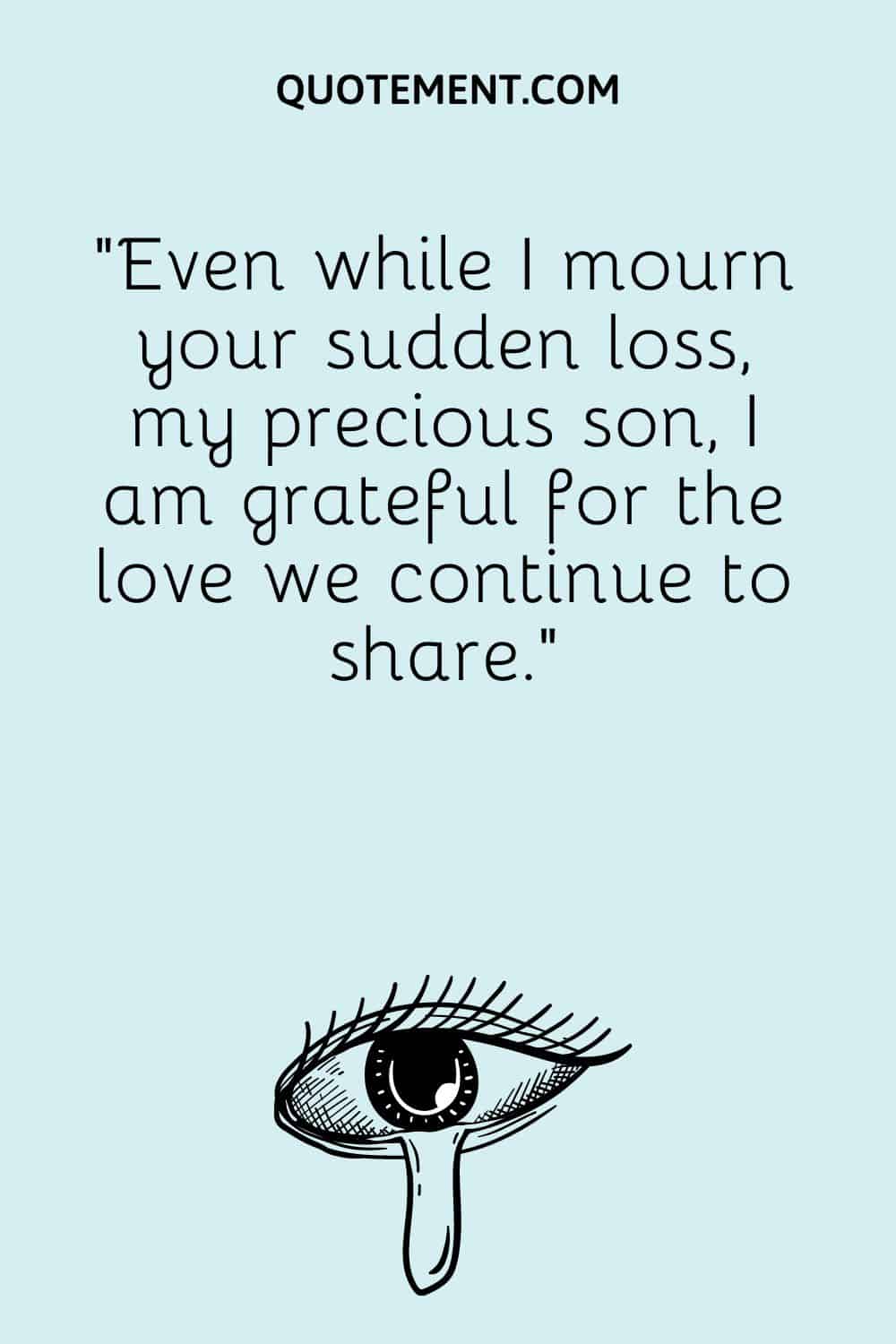 “Even while I mourn your sudden loss, my precious son, I am grateful for the love we continue to share.”