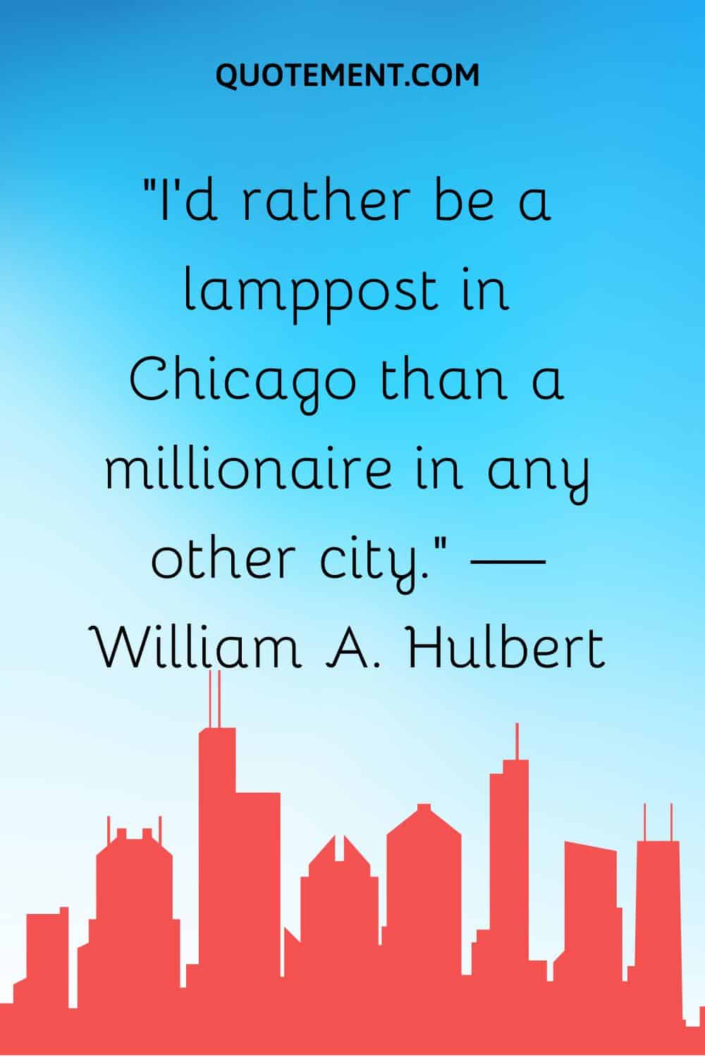 “I’d rather be a lamppost in Chicago than a millionaire in any other city.” — William A. Hulbert